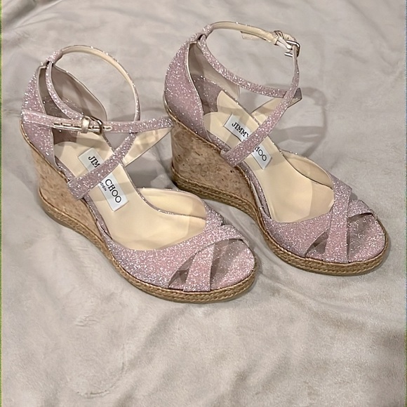 Jimmy Choo Alanah 105 Glittered Woven Espadrille - Picture 7 of 8